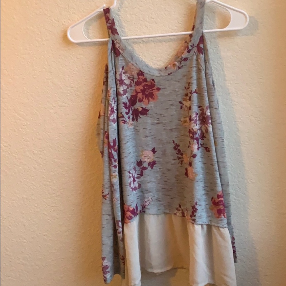 Floral long sleeve cut out shoulder blouse